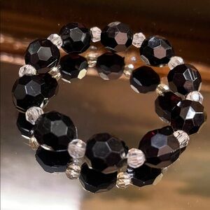Black Beaded Stretch Bracelet